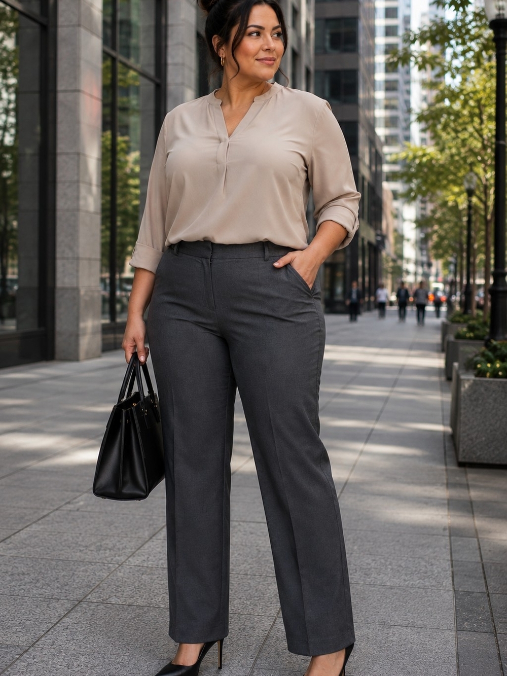 Lane Bryant The Allie Black Straight-Leg Dress Trousers